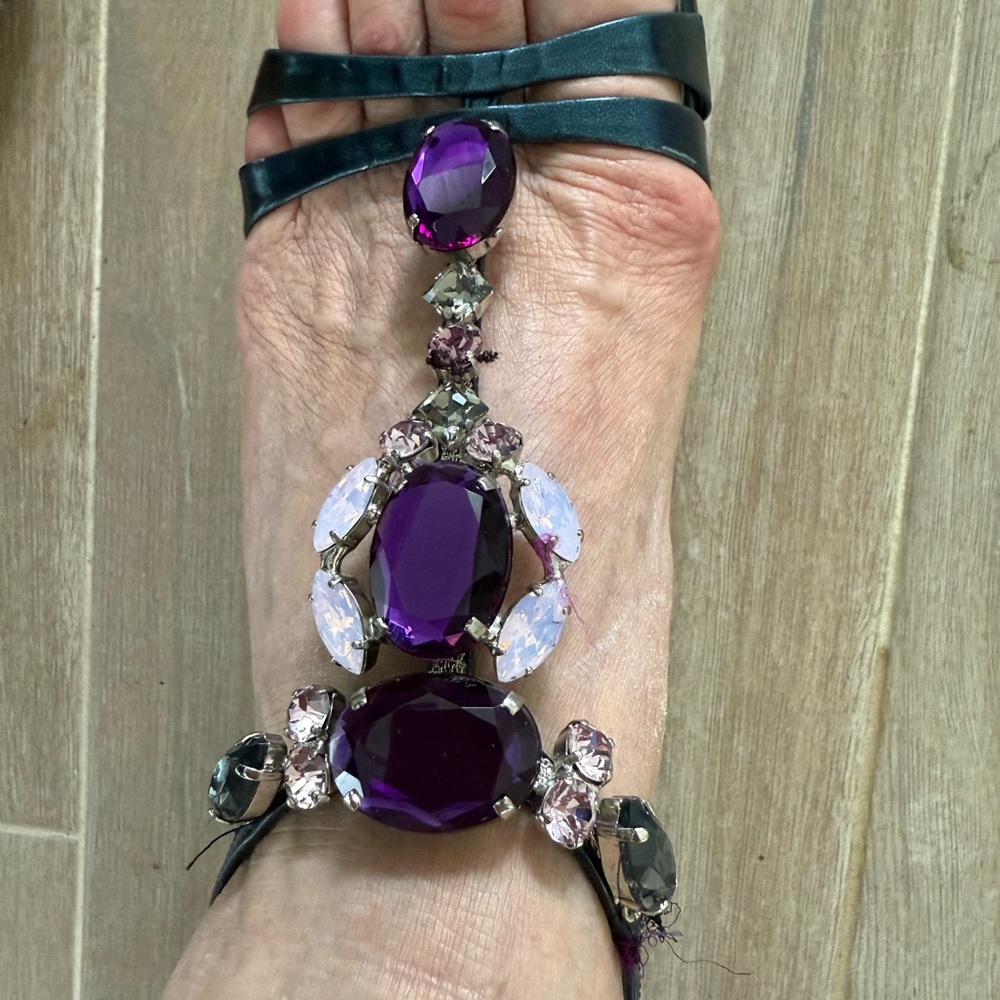 Vero Cuoio Purple and Black Victorian-Inspired Bracelet